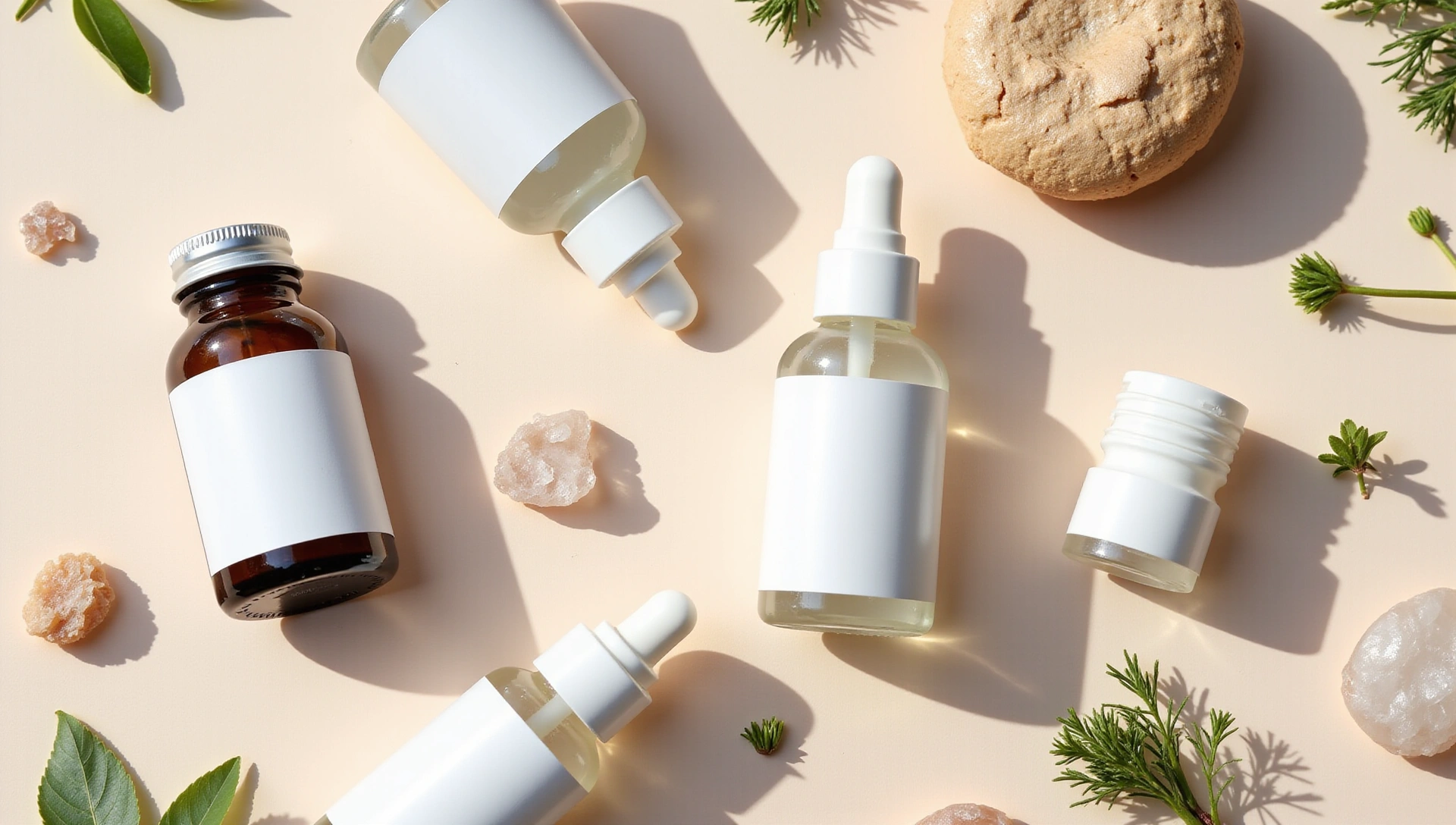 Seraphyra premium natural supplements and skincare products arranged on a bright, clean surface with soft natural light