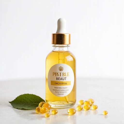 Collagen Beauty Supplement bottle with natural golden drops